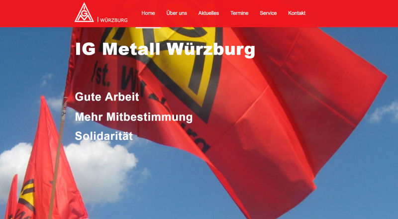 Screenshot Website IG Metall Würzburg